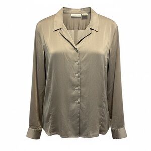 Vintage Christie & Jill Women’s Gold Metallic Sheer Button Down Blouse 90s - 18